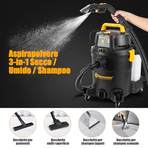 Vacmaster VK1323PFR 1300W 23L 3-in-1 Vacuum Cleaner, Wash & Dry, Cleans Floors & Carpets, Bin and Towing Vacuum Cleaner