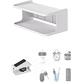 Bedside Shelf Accessories Organizer for Bedroom Bedside Wall Organizer Universal Bedside Shelf Wall Mount for Glasses/Remote/Earphone/Cell Phone and More (White)