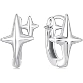 MUNDELL Silver Star Huggie Hoop Earrings for Women Hypoallergenic Earrings