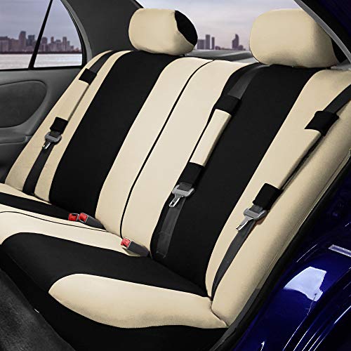 FH Group Car Seat Cover Full Set Light and Breezy Beige and Black Car