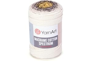 YARN ART YarnArt Macrame Cotton Spectrum Macrame Cord 8.80 Oz, 246.06 Yds 80% Cotton Macrame Rope Multicolor Macrame, Colorful Macrame Yarn Weight Worsted - Aran(4) (1301)