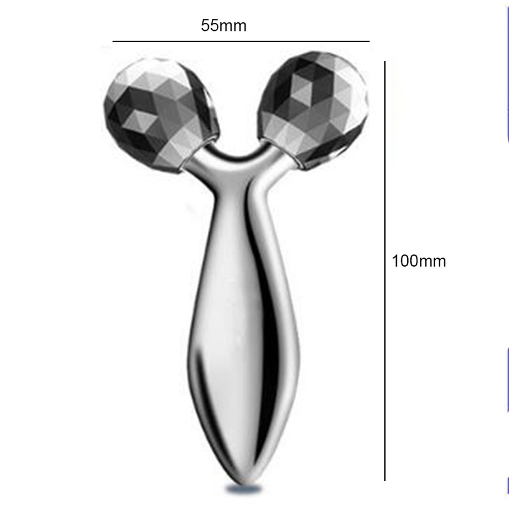 Enshey Face Massager, 3D Roller Massager V Face Massager Ball Y-Shape Face & Body Skin Care Roller Firming Lifting Anti-Aging Slimming Massage Tool Roller (Sliver)