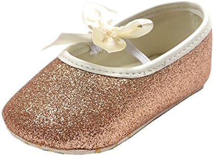 for 0-18 Months Baby, Bling Bowknot Baby Shoes Girl First Walkers Shoes Princess Crib Shoes Sneakers (Gold, 12-18 months)