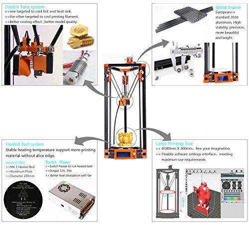 FLSUN Linear Guide Version 3D Printer Kossel Delta DIY Kits with Large