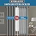 H.VERSAILTEX 100% Blackout Window Curtain Panels, Heat and Cold Blocking Drapes with Black Liner for Living Room, 108 inches Thermal Insulated Draperies (2 Pieces, 52 inches Wide Each Panel, Grey)