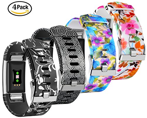 For Fitbit Charge 2 Bands CreateGreat Silicone Replacement Charge 2 Accessory Official Color or Print Pattern Band Strap for Large or Small Size