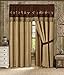 Chezmoi Collection 4 Pieces Western Star Embroidery Design Microsuede Window Curtain/Drape Set Sheer Backing,Tassels, Valance (Curtain Set, Brown/Coffee)