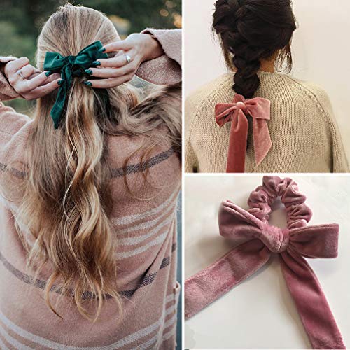 9 PCS Hair Scrunchies Bow Velvet Elastics Hair Ties Scrunchy Hair Bands Vintage Aceessories Ponytail Holder for Women Girls