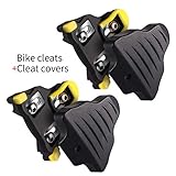 LANNIU Road Bike Cleats+Cleat Covers Set,Compatible with Shimano SPD-SL Pedals SM-SH11 Cleats,6 Degree Float for Road Bike Outdoor/Indoor Spin Cycling Shoes Man Comfortable
