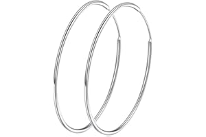 KOKOMA Chic 925 Sterling Silver Big Hoop Earrings Minimalist Round Circle Endless Large Huggie Hoops Statement Earrings 50/60/70/90mm Hypoallergenic Fashion Jewelry Gifts for Women Girls