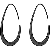 ChomelKevin 14k Gold/White Gold Plated Lightweight Teardrop Hoop Earrings for Women Large Oval Pull Through Hoop Earrings High Polished Statement Jewelry Gift for Women