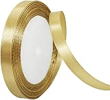 HONGCI 10mm Champagne Gold Ribbon 22m Satin Gift Wrap Craft Bow