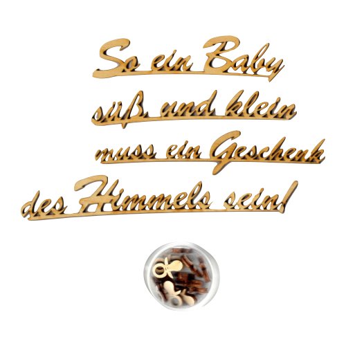'Petra's Craft News A to SZH46BS Slogan Baby Sweet and Small Must Be A Gift Of The Sky. With wooden dummy Box, 20 mm