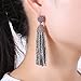 NLCAC Women's Beaded tassel earrings Long Fringe Drop Earrings Dangle 6 Colors (Grey)