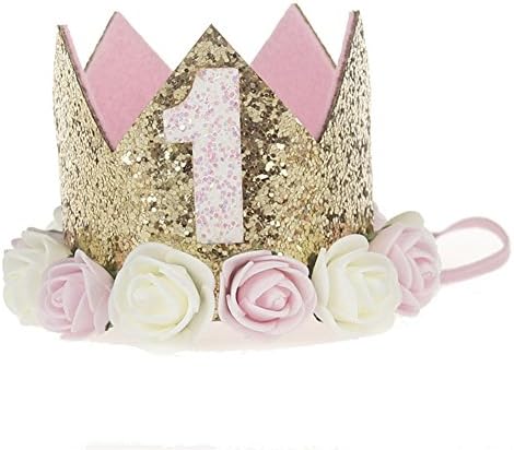 Baby Gifts Headband, DZSJ Princess Tiara Crown Rose Flower Type Crown Headband Kids Golden Crown Birthday Party Performing Headwear Festival