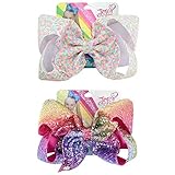 8 Inches JOJO Siwa Hair Bows Alligator Clips for Girls 2pcs Large Bows Hair Barrettes Accessories for Toddler Teens Kids