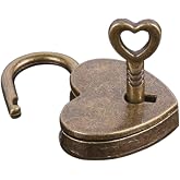 Galyacht Antique Brass Heart Shape Padlock, Key Lock, Bronze, Padlock, Travel, Storage
