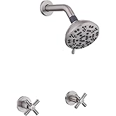 YANCASENO 2 Handle Shower Faucet,Wall Mounted Two Handles Shower Faucet Set with 8 Modes Rainfall Shower Head,2 Knobs Single 