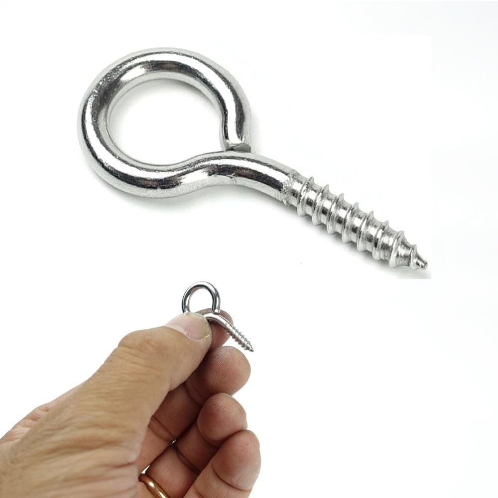 Heuskay 30pcs 42mm Small Eye Bolts Screw Eyelets Screw Hooks, Carbon Steel, 100% Carbon Steel, DIY Crafts Wood Crafts