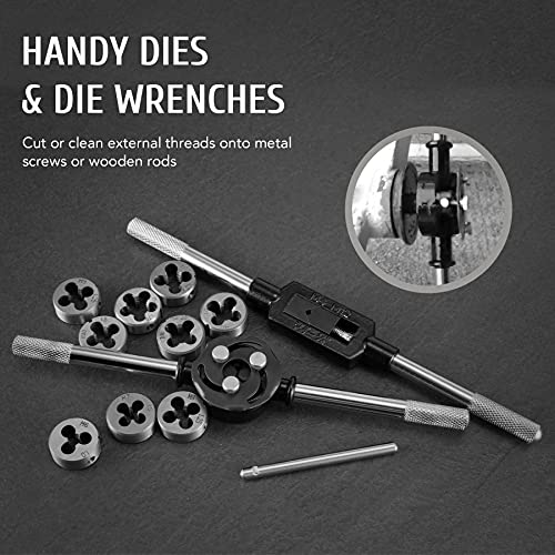 60 PCS Tap and Die Set Metric and Standard Sizes Included Tap Die Kit