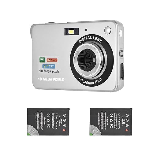 Andoer Digital Camera With 2Pcs Rechargeable Batterie 18M 720P Hd Digital Camera Video Camcorder Digital Camera For Kid Compact Digital Camera 8X Digital Zoom Anti-Shake 2.7Inch Lcd Kid
