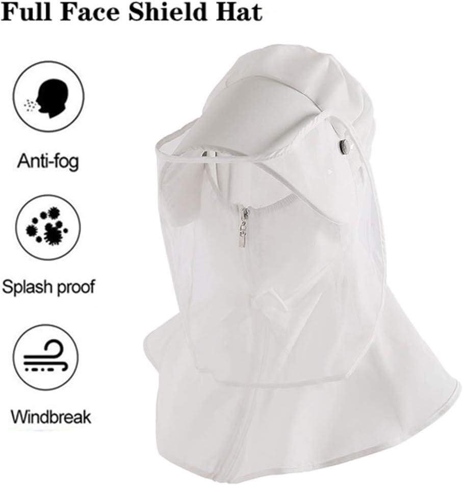 Full Face Shield Mask Hat, Safety Protective Visor Cap, Detachable Wide Brim Bucket Hat for Adult and Kids, Anti-Fog Anti-saliva Anti-Spitting Hat Cover Outdoor Fisherman Sun Hat