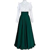 FCCAM Victorian Dress for Women 2-Pieces 1800s Edwardian Dress Ball Gown Renaissance Costume