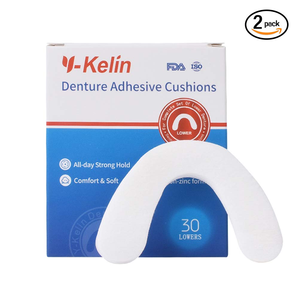 Y-Kelin Lower Denture Adhesive Cushion 30 Pads Strip (Pack of 2): Industrial & Scientific