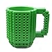KYONNE Creative DIY Build-on Brick Mug, Lego Style Coffee Mugs, Birthday Gift Toy Cup for Men, Boy and Girl, Christmas Gift Idea (Green)