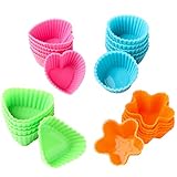 Bakerpan Silicone Small Mini Chocolate Holders, Truffle Cups, Candies, 24 Pack, 4 Colors and Shapes