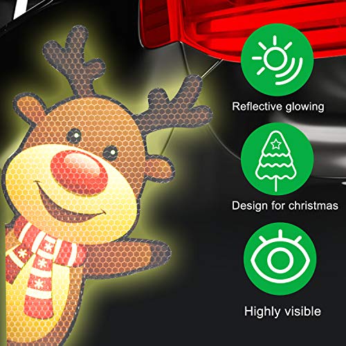 Bright Reflective Merry Christmas car Magnet Decorations Set,Jumbo Waving Reindeer Car Magnet Reflective Decal for Car Fridge Garage Mailbox Vehicle Truck Xmas Holiday Décor(Waving Reindeer), 5pack - Thumbnail 3