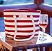 PortoVino Beach Wine Tote (Red/White) - Beach Bag with Hidden, Insulated Compartment, Holds 2 bottles of Wine!