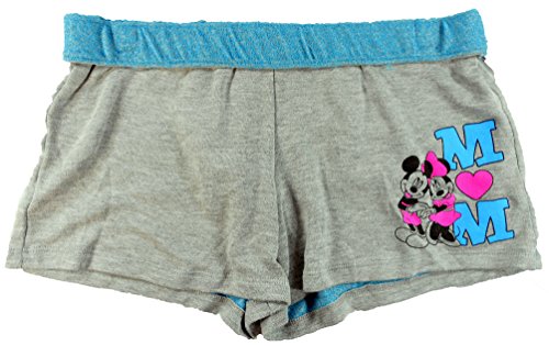 Disney Womens Sleep Shorts Mickey Love Minnie (Extra Large 15/17, Gray)