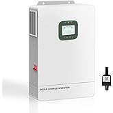 All in One 6500W Solar Hybrid Inverter Pure Sine Wave Inverter with Single Phase Split Phase，MAX 6 Parallel, Work with 48V Lead Acid/LiFePO4 for Home, RVs, (6.5KW-WiFi)