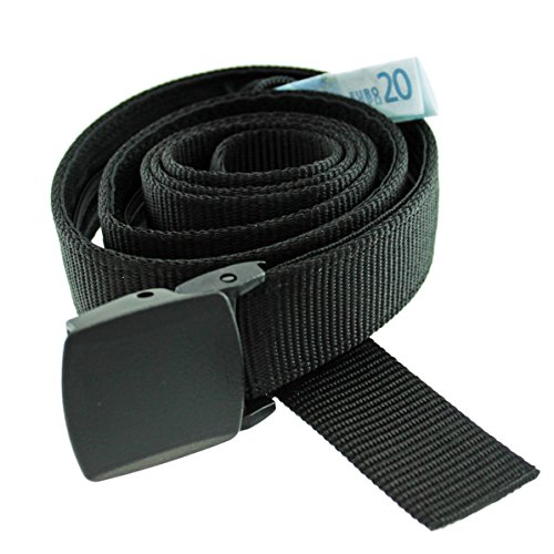 Big & Tall Trekker Money Belt Made in USA by Thomas Bates ... (Black)