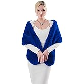 AMTFBY Women's Faux Fur Wrap Cross Shawl For Winter Evening Party Cape