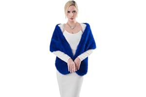 AMTFBY Women's Faux Fur Wrap Cross Shawl For Winter Evening Party Cape