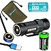 Olight S1R Turbo S rechargeable 900 Lumens CREE XP-L LED Flashlight EDC with RCR123 Li-ion battery , flex magnetic USB charging cable and EdisonBright CR123A Lithium back-up Battery bundle