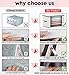 Clothes Blankets Storage Bag for Comforter, Breathable Home Organizers Bins Boxes Tidy Up Your Closets,Shelves, 240gsm Thicker Fabric with Clear Window, 2 Leather Handles,Set of 3 Beige