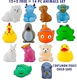 KP SALES 14 Piece Toddler Baby Bathtub Bathing Chu Chu Squeeze Bath Toys Non-Toxic BPA Free, Animal Shape