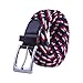 HDE Men's Belt Elastic Stretch Waistband Woven Design Leather Tip Silver Buckle