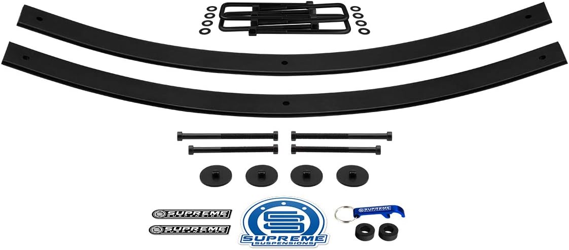 Supreme Suspensions - Rear Lift Kit for 1992-1999 Chevrolet Suburban 1500 1½ - 2" Rear Lift Kit Add-A-Leafs (37.5" Long) + Isolator Pads + Square Bend U-Bolts 4WD