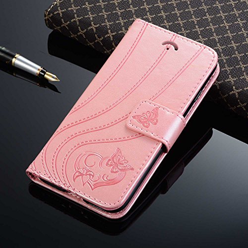 UNEXTATI Galaxy S8 Plus Stand Magnetic Flip Cover Card Holders & Hand Strap Wallet Case with Kickstand for Samsung Galaxy S8 Plus (Rose Gold)