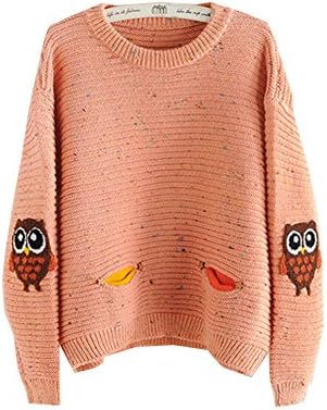 Star fashion Owl Character Sweatshirt Orange Thin Wool Pullovers Winter Tops
