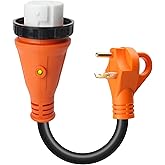 TIPHOPE 12 Inch RV Adapter Cord 30A Male to 50A Female with Grip Handle&Twist Locking&LED Indicator,TT-30P to SS2-50R Heavy D