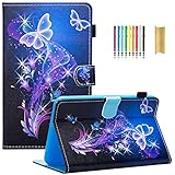 Dteck Case for Samsung Galaxy Tab E 8.0" Case- Slim Lightweight Stand Folio Cover Case [Card Slot] Wallet Case for Samsung Tab E 8.0 SM-T378 / Tab E 8.0-inch SM-T375 / SM-T377 Tablet, Purple Butterfly