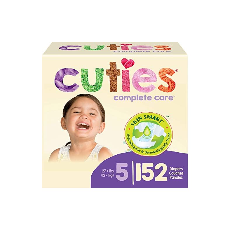 Cuties | Skin Smart, Absorbent & Hypoallergenic Diapers with Flexible & Secure Tabs | Size 5 | 152 Count