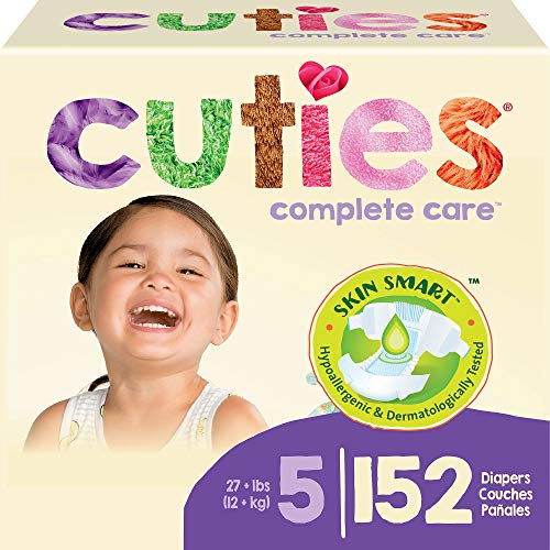 Cuties | Skin Smart, Absorbent & Hypoallergenic Diapers with Flexible & Secure Tabs | Size 5 | 152 Count