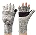 Korlon Wool Knitted Convertible Fingerless Gloves with Mitten Cover, Beige