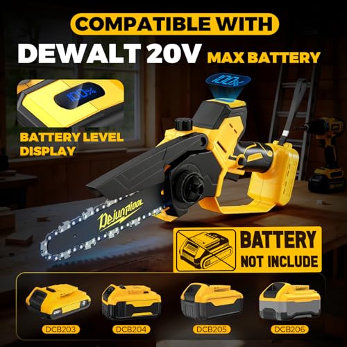 Cordless Mini Chainsaw Compatible with Dewalt 20V MAX Battery, 6 Inch & 8 Inch Small Electric Chainsaw Brushless, Auto Oiler, Handheld Pruning Tree Saw Gift for Men Dad Husband Fathers (Tool Only)